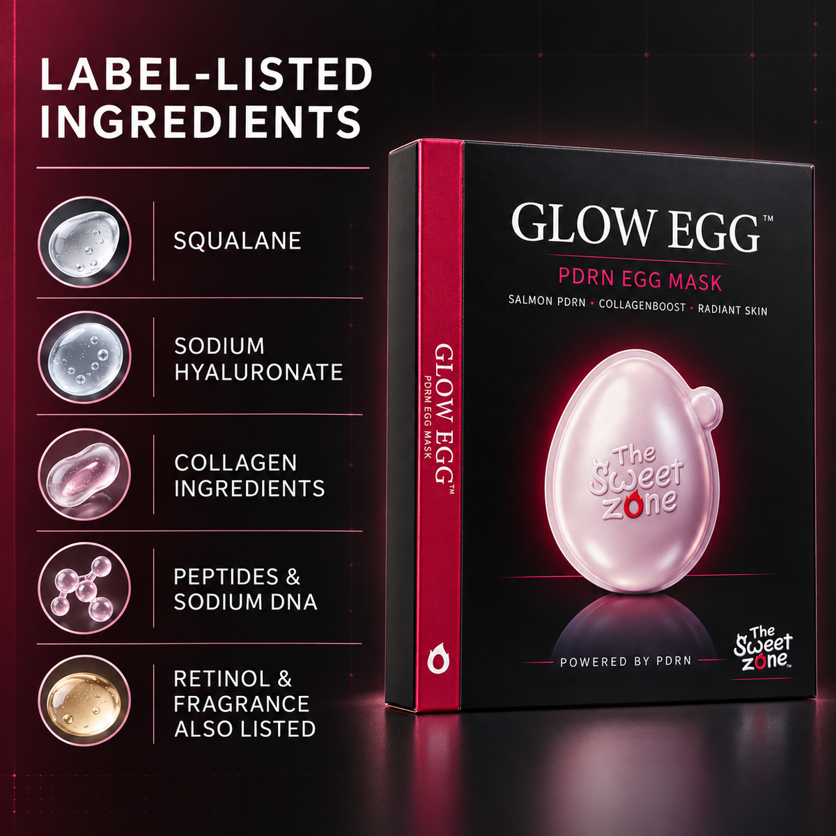 The Sweet Zone Glow Egg PDRN Skin Care Mask | 7 Capsules, 24.5 g