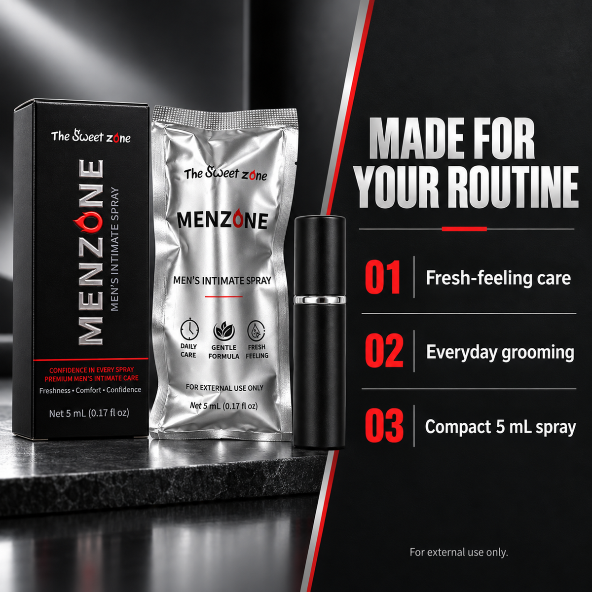 The Sweet Zone MenZone Men's Intimate Care Spray | 5 mL (0.17 fl oz)