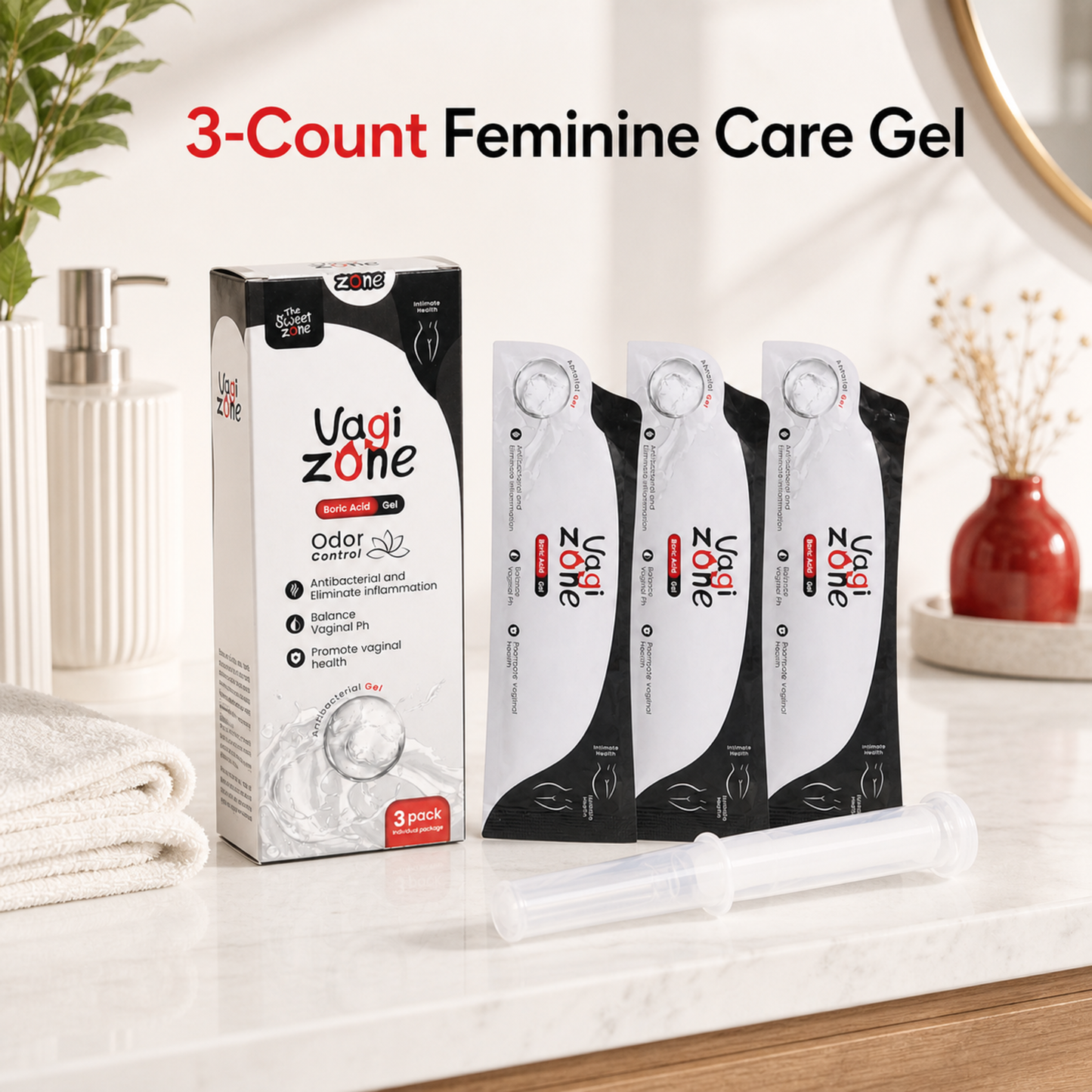 The Sweet Zone VaGiZone Feminine Care Gel | 3 Gel Packs + Applicator