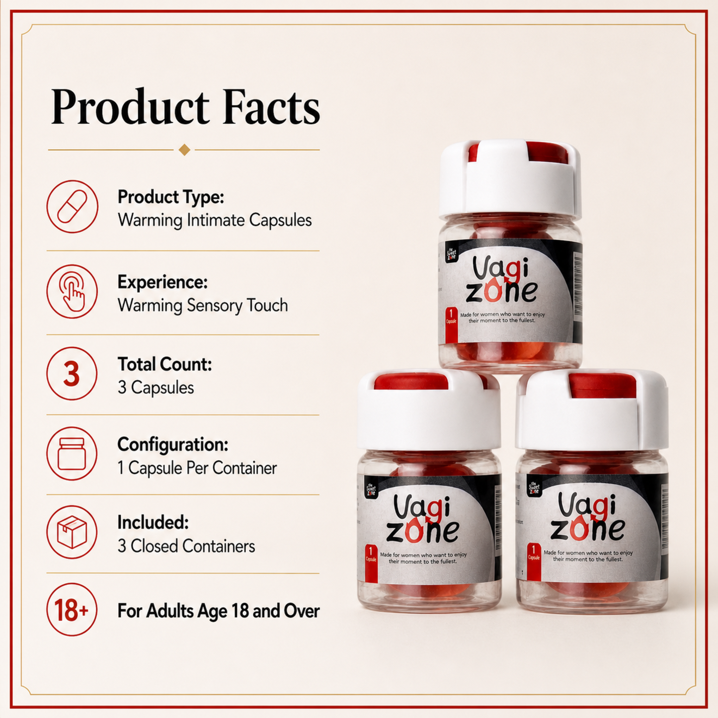 The Sweet Zone VaGiZone Warming Intimate Capsules for Women | 3 Count