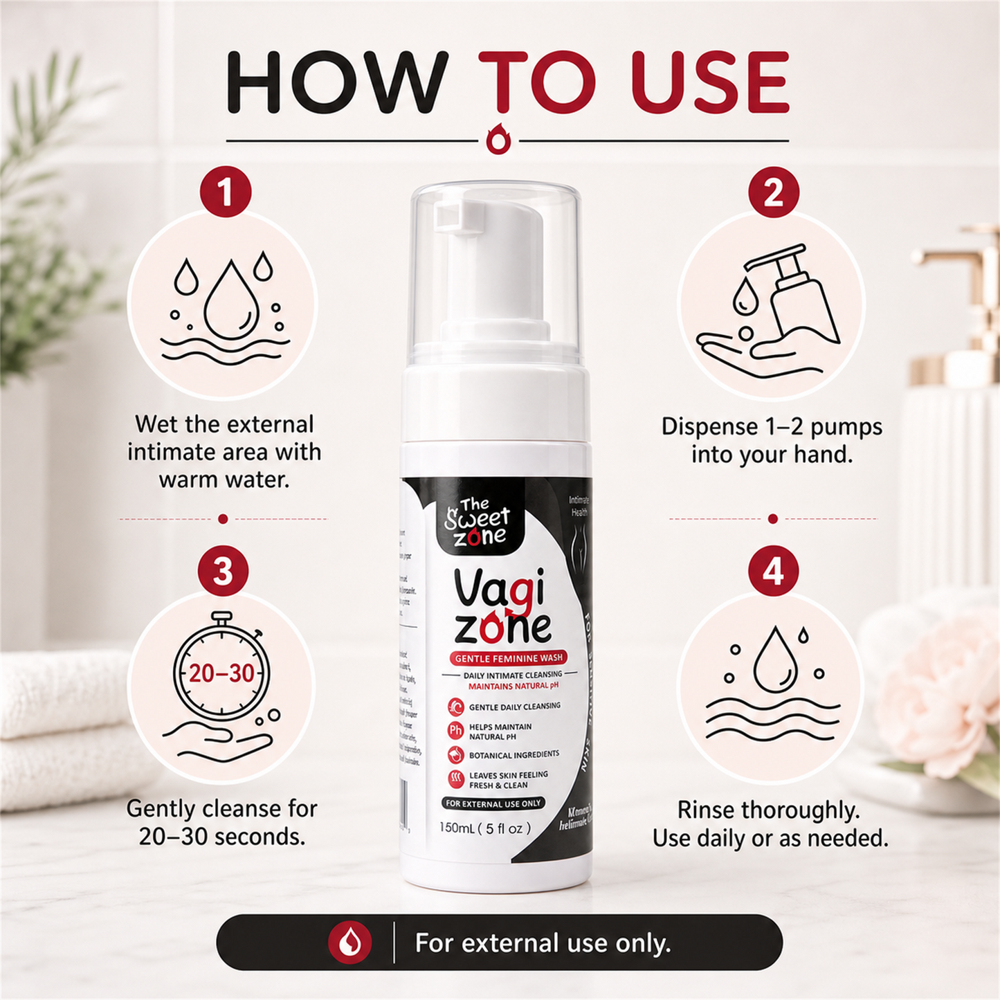 VaGiZone Gentle Feminine Wash, 150 mL