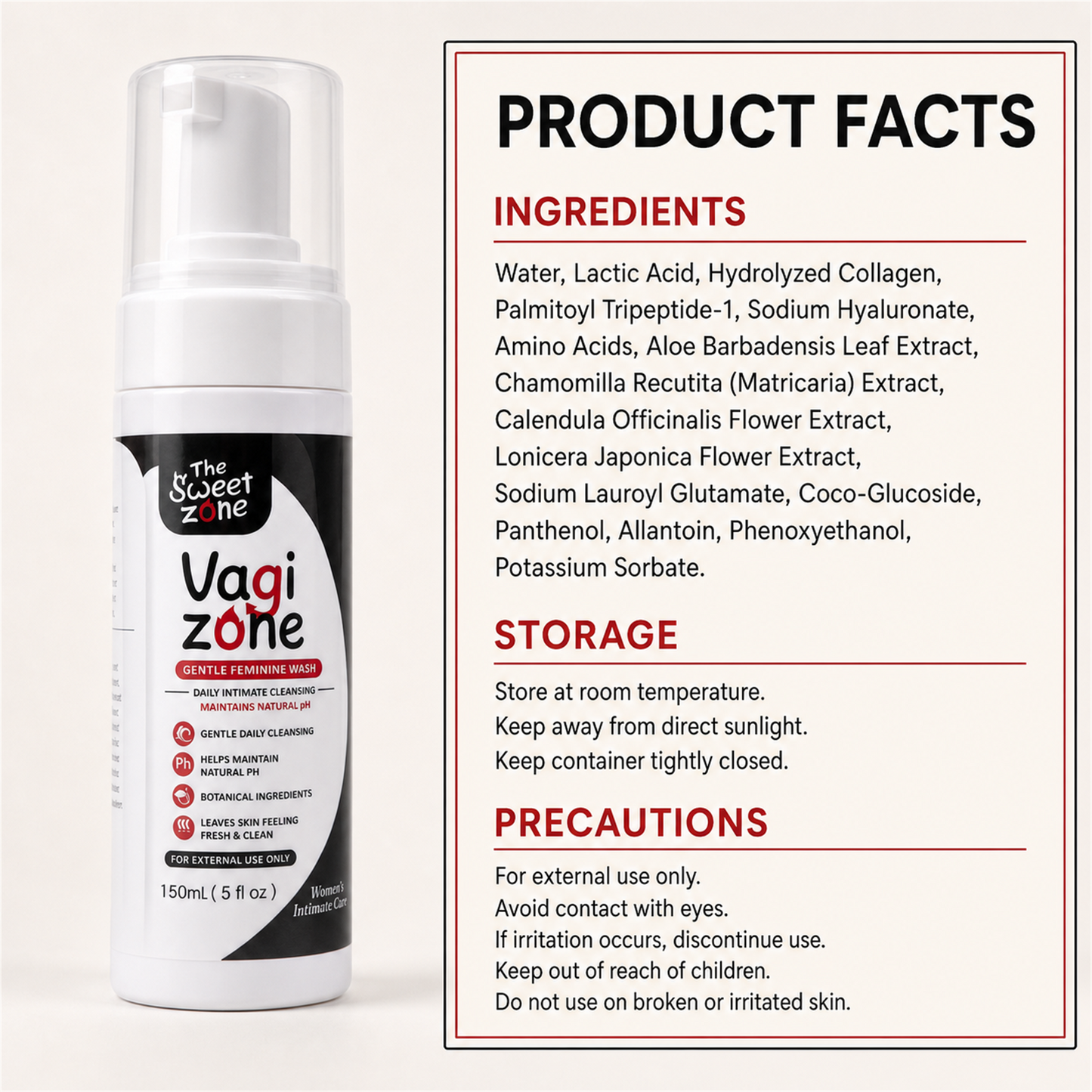 VaGiZone Gentle Feminine Wash, 150 mL